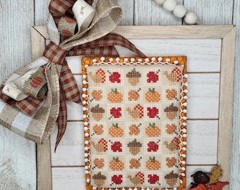 November Mini Quilt Cross Stitch Chart PDF, Thanksgiving Cross Stitch, Quilt Cross Stitch, Fall Cross Stitch, Cross Stitch Pattern Download