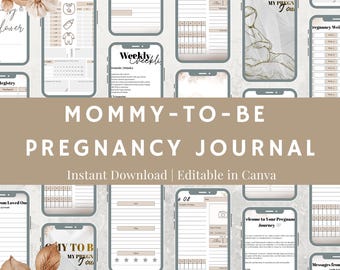 Diario de embarazo para futuras mamás, libro de recuerdos editable (descarga digital).