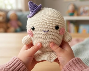 Patrón de fantasma de ganchillo en miniatura / Juguete de Halloween para hacer tú mismo (Descarga en PDF)