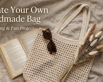 Patrón de bolso de mercado a crochet en PDF, patrón fácil de bolso de malla a crochet, bolso ideal para principiantes, bolso de verano DIY, descarga instantánea.