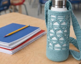 Patrón de funda para botella de crochet Ocean Breeze / Portabotellas de encaje (Descarga PDF)