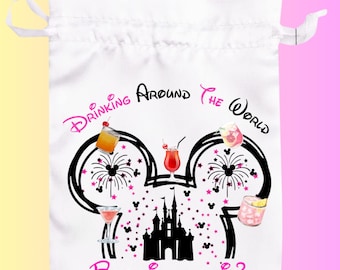 Drinking around the world but did you die Hangover recovery kit drawstring bags Epcot Disney Girl's Trip