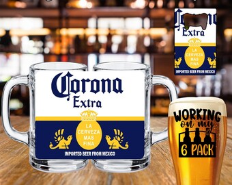 Juego de vasos de cerveza para el Día del Padre, vaso de pinta Corona, abridor de botellas (3 piezas)