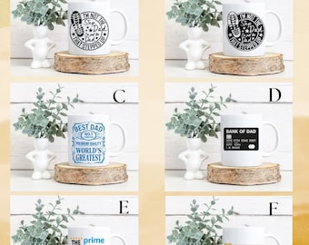 Tazas para el Día del Padre: Dadalorian, Bank of Dad, Diseños para padrastros (325 ml)