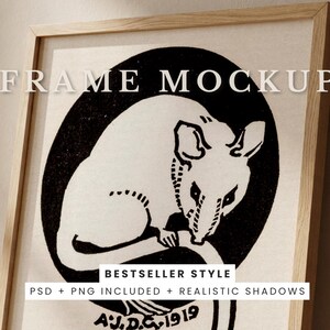 Maqueta de marco neutro PSD PNG Maqueta de póster minimalista Sombras realistas Estética beige Maqueta de arte de pared Maqueta de marco angular para listado de Etsy