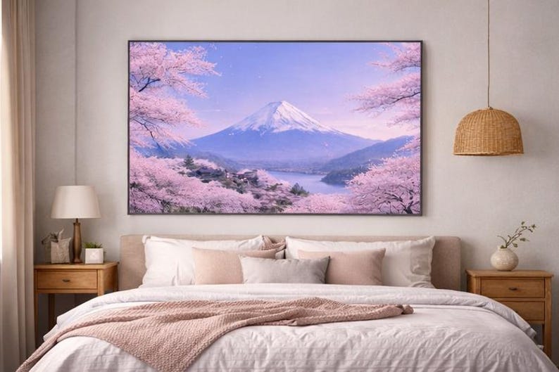 Mount Fuji Cherry Blossom Wall Art – Printable Japanese Landscape ...