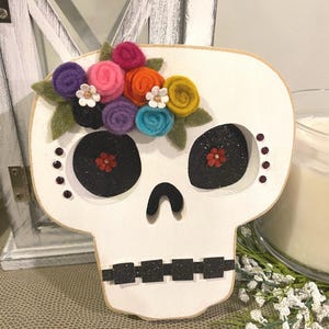 Dia De Los Muertos Skull Day of the Dead Wood Craft Candy calavera Decor Mexico image 4