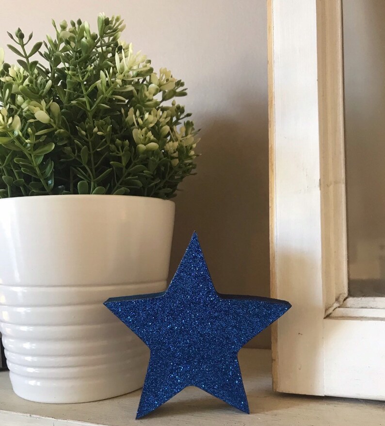 Glitter Wood Stars: Patriotic 4th of July Decor, Set of 3 bild 5