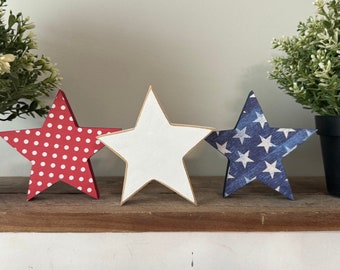 Americana Wood Star Set: Patriotic Tiered Tray Decor