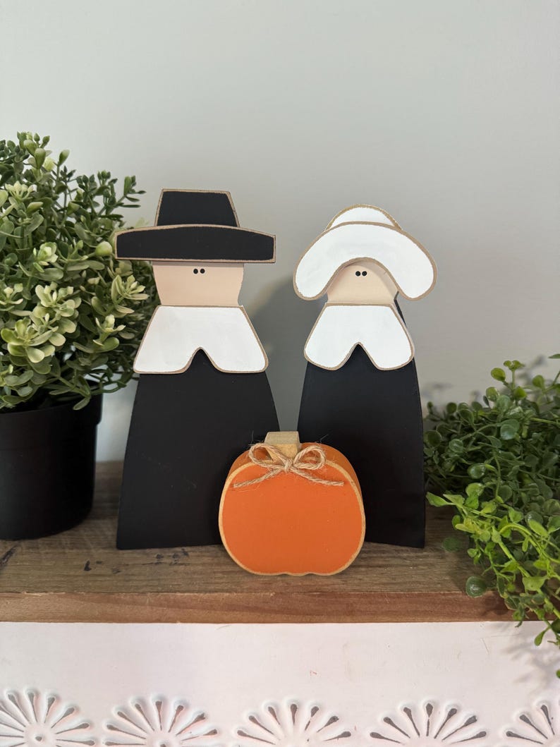 Handmade Thanksgiving Pilgrim Set With Pumpkin Fall Decor - Etsy