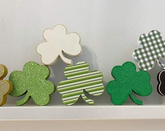 St. Patrick’s Day decor, 3 sizes of shamrocks /  clovers.  tier tray decor, farmhouse decor