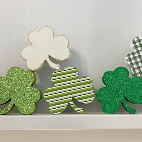 St. Patrick’s Day decor, 3 sizes of shamrocks /  clovers.  tier tray decor, farmhouse decor