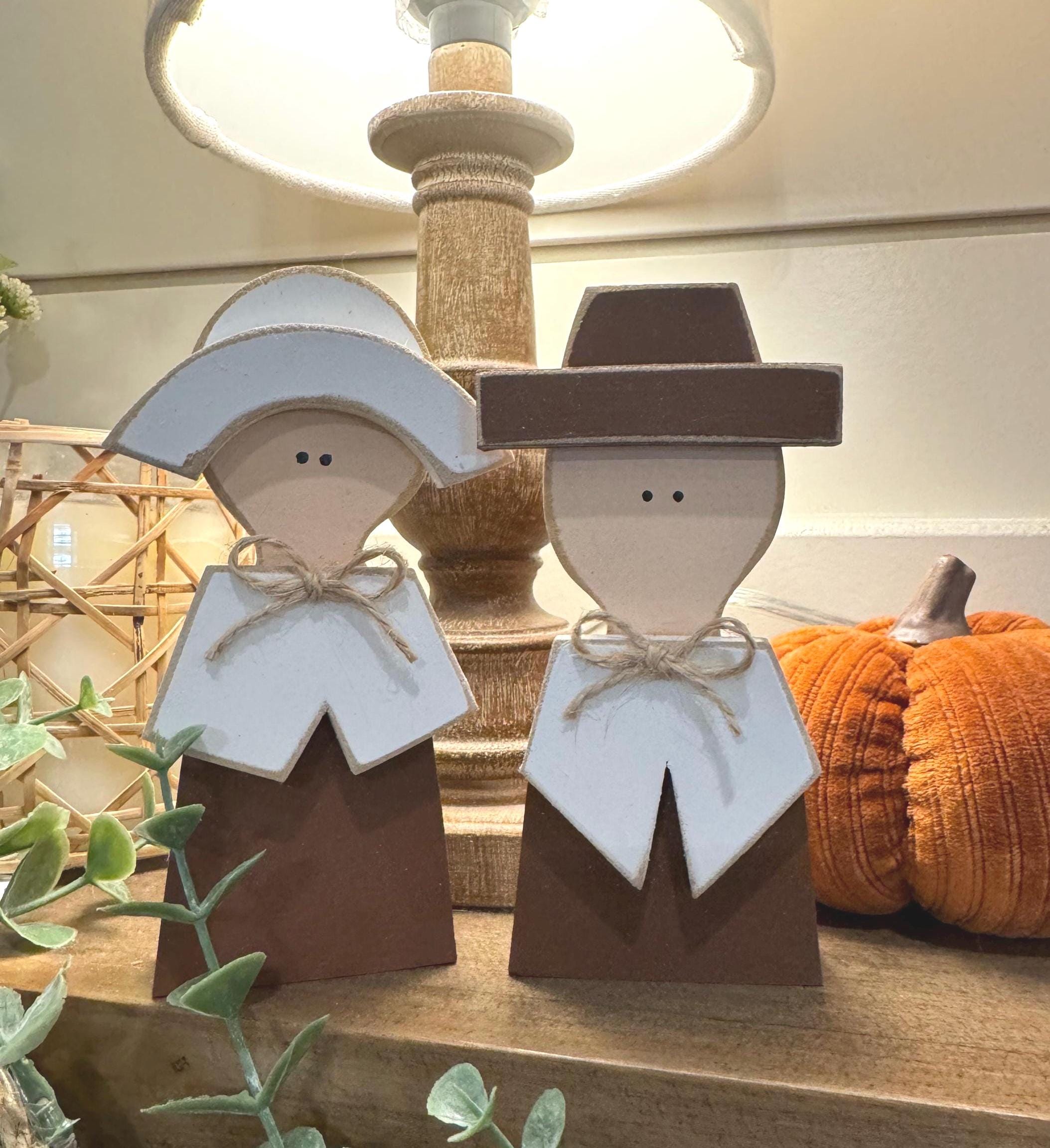 Wood Pilgrim Thanksgiving Decor: Farmhouse Tiered Tray Shelf Decor - Etsy