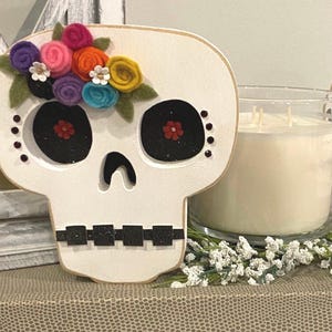 Dia De Los Muertos Skull Day of the Dead Wood Craft Candy calavera Decor Mexico image 2