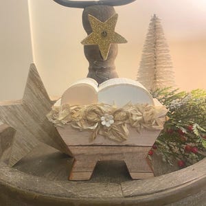 Christmas Manger baby Jesus farmhouse decor mantle Christmas decor, small manger, christmas tier tray decor
