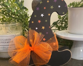 Wood Witch Hat Decor: Halloween Tier Tray, Farmhouse Fall