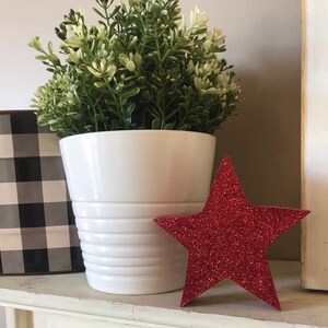 Glitter Wood Stars: Patriotic 4th of July Decor, Set of 3 bild 4