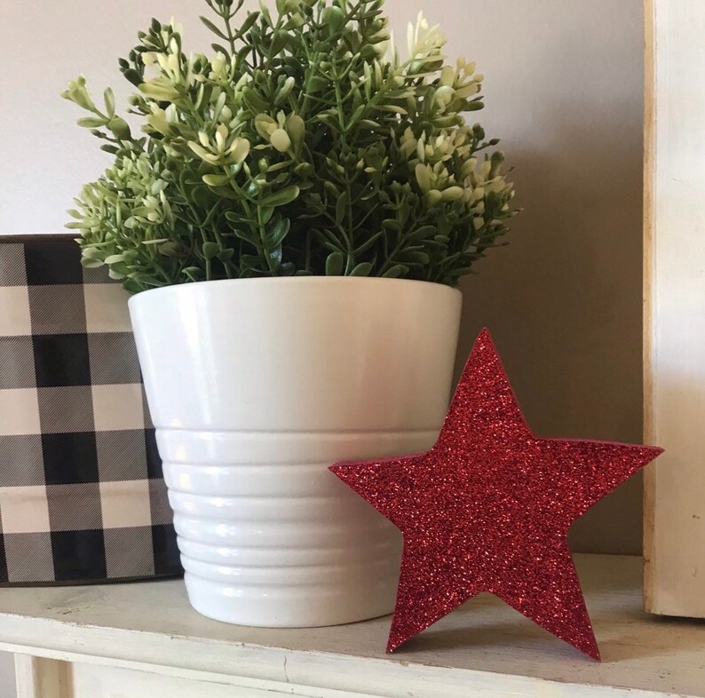Glitter Wood Stars: Patriotic 4th of July Decor, Set of 3 bild 4