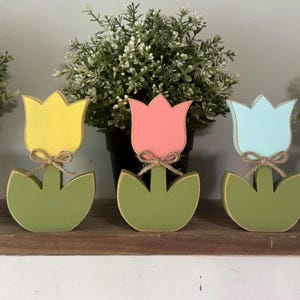 Tulips  Flowers, summer decor, wood flowers, shelf sitters, tier tray summer, wood decor, farmhouse , fun summer decor