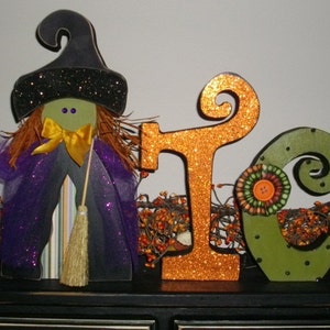 Halloween witch wood letters, blocks, seasonal, holiday, Shelf, mantel, decoration, country,primitive