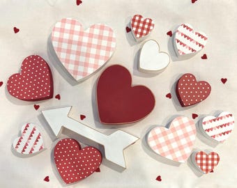 Wood Hearts Valentine's Day Tier Tray Decor