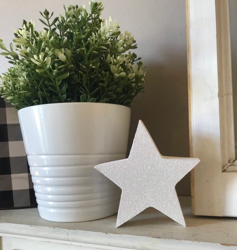 Glitter Wood Stars: Patriotic 4th of July Decor, Set of 3 bild 6