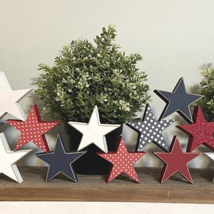 Wood stars, 4th of July decor, patriotic decor, 4th of July tier tray decor