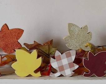 Wood Fall Leaves: Tiered Tray Thanksgiving Decor