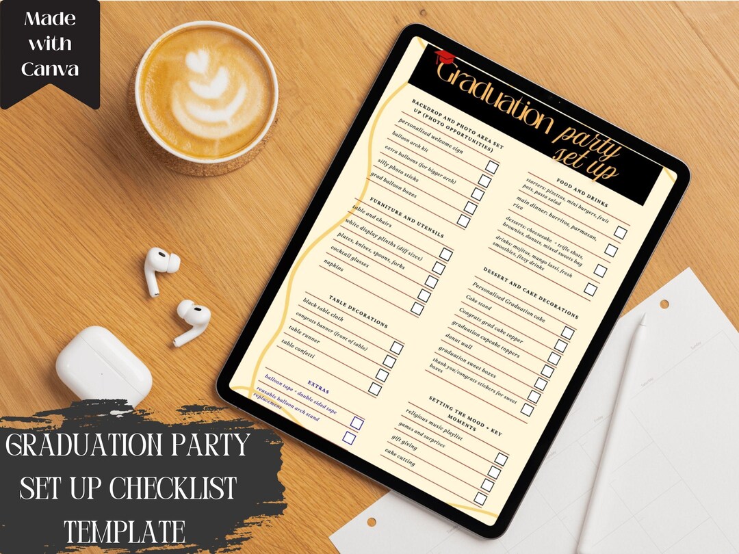 2026 Graduation Party Prep List | Cream and Black Grad Event Set up ...