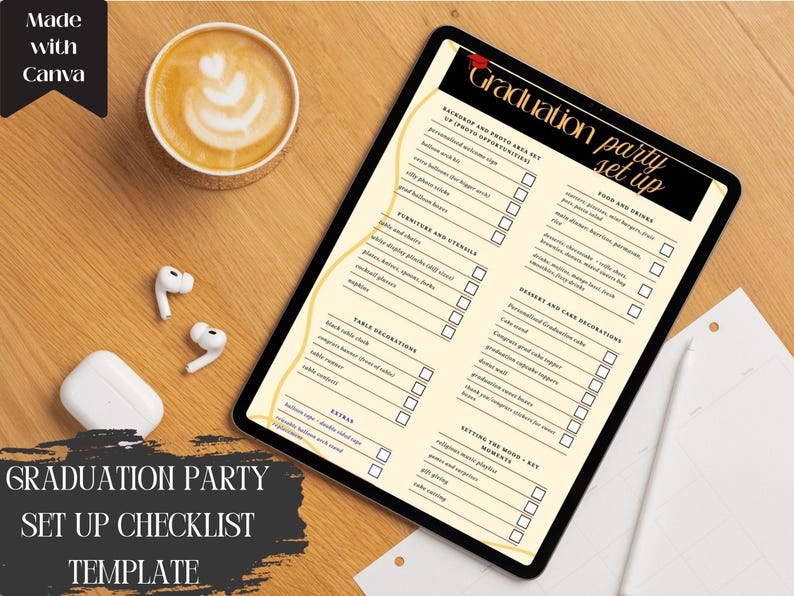 2026 Graduation Party Prep List | Cream and Black Grad Event Set up ...