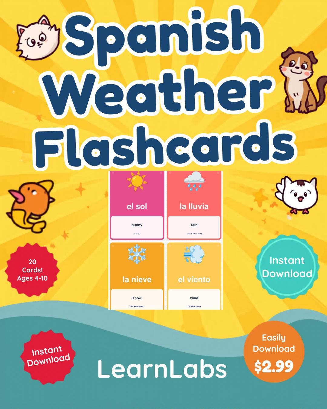 Spanish Weather Flashcards for Kids – Bilingual Vocabulary Learning ...