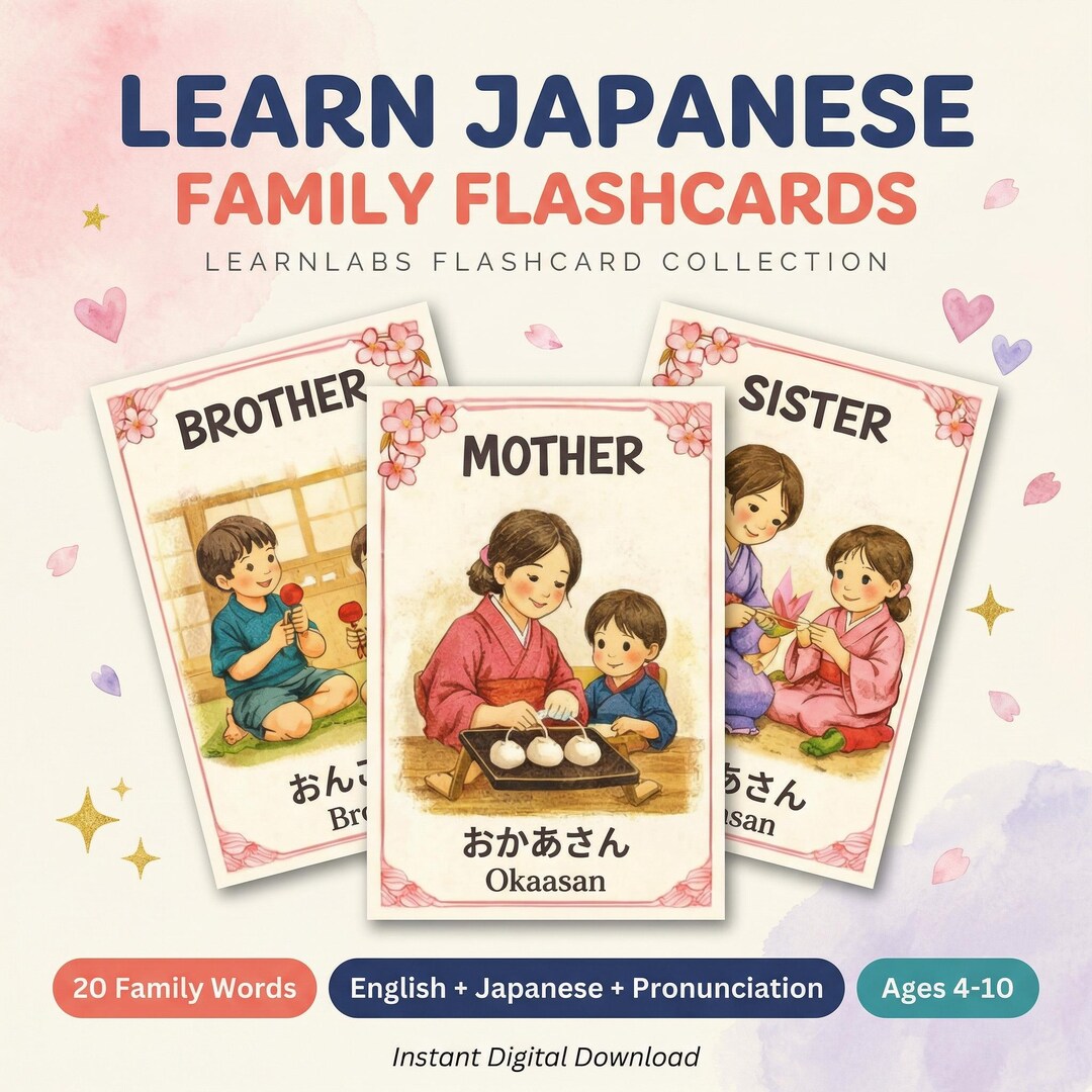 Japanese Family Flashcards for Kids – Bilingual Vocabulary Learning ...