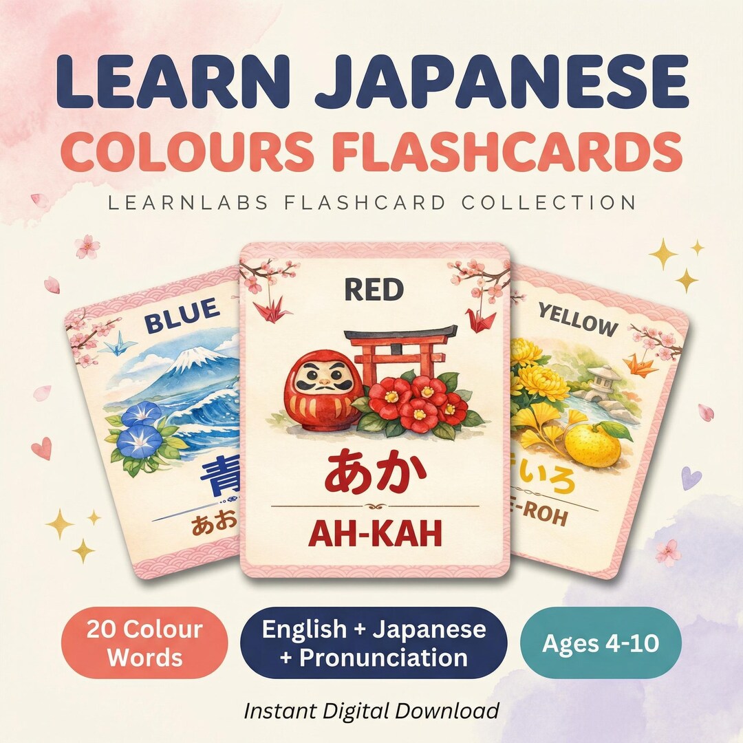 Japanese Colours Flashcards for Kids – Bilingual Vocabulary PDF (ages 4 ...