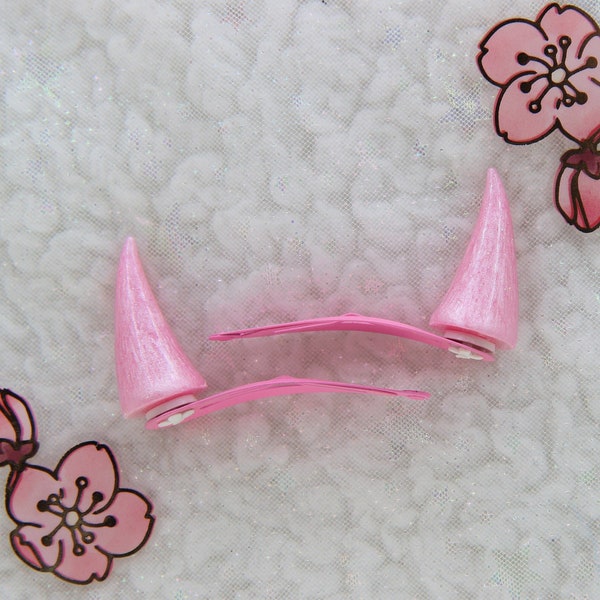 Kawaii Pink Monster Horn Hair Clips