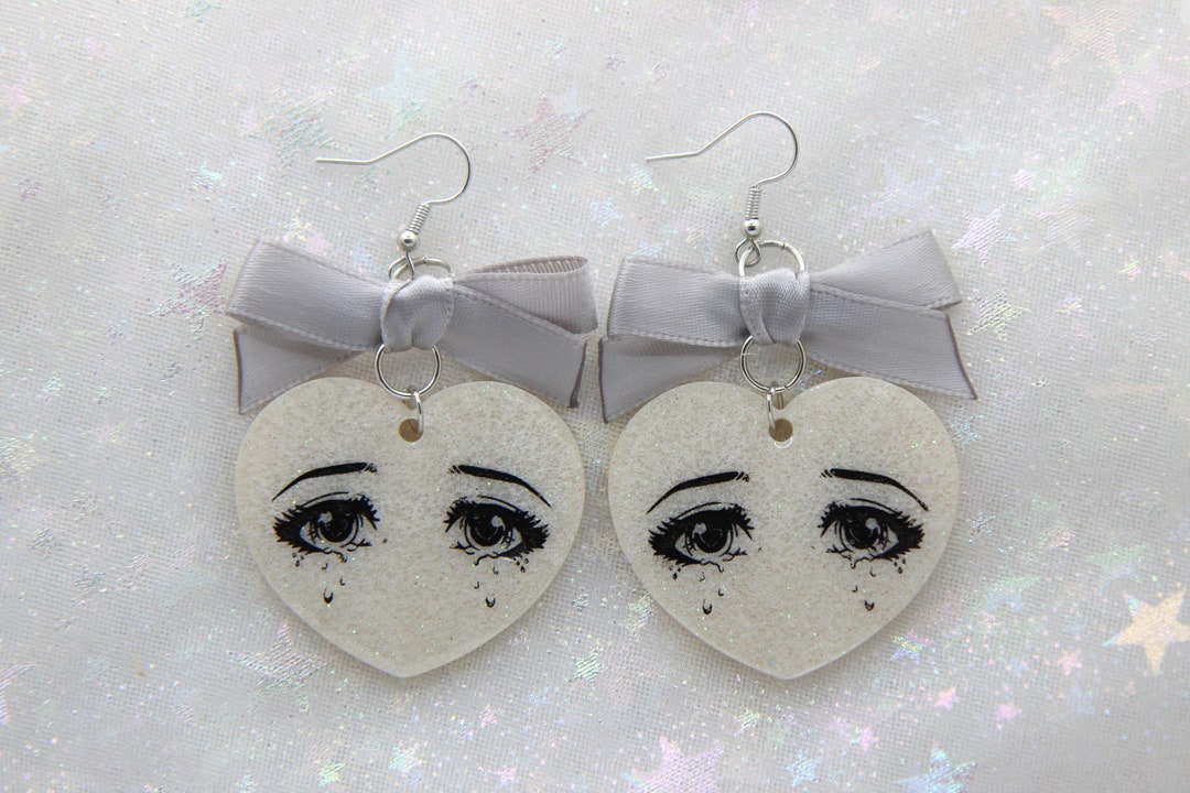 Crying Anime Girl Earrings Etsy