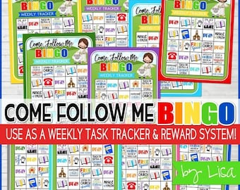 Imprimibles de seguimiento de tareas de bingo para la familia Ven y sígueme