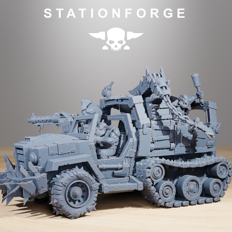 Orks Orkaz Party Wagon | Station Forge 16k Resin Miniatures | 28mm 32mm Tabletop Wargaming | Unpainted image 8