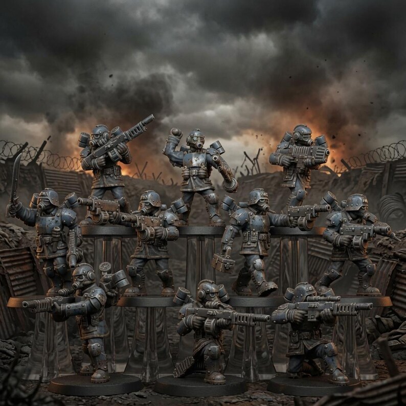 Grimguard Aero Troops | Station Forge 16k Resin Miniatures | 28mm 32mm Tabletop Wargaming | Unpainted image 9