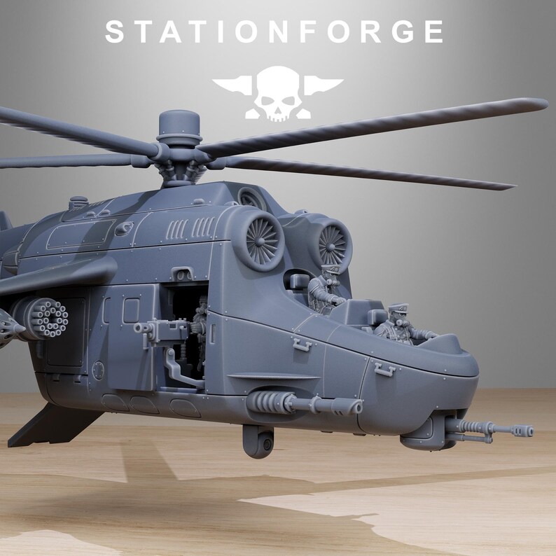 Helicóptero Grimguard / Station Forge 16k Miniaturas de resina / 28 mm 32 mm Juegos de guerra de mesa / Sin pintar imagen 6