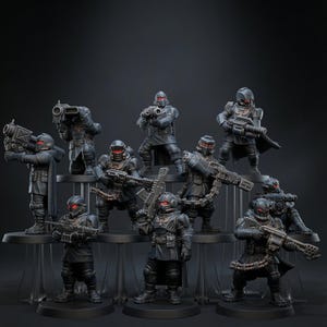 Vaskar-Patrouille | Station Forge 16k Resin-Miniaturen | 28 mm/32 mm Tabletop-Wargaming | Unbemalt Bild 1