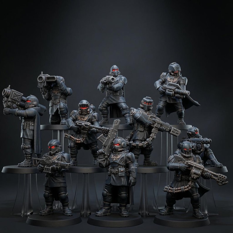 Vaskar-Patrouille | Station Forge 16k Resin-Miniaturen | 28 mm/32 mm Tabletop-Wargaming | Unbemalt Bild 1