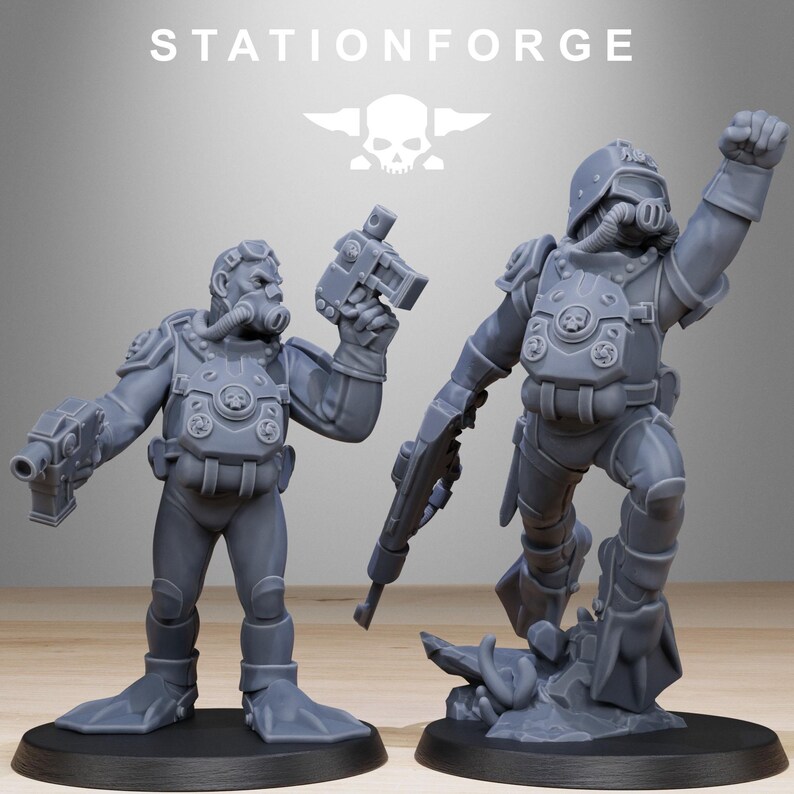 Grimguard-Taucher | Station Forge 16k Resin-Miniaturen | 28 mm/32 mm Tabletop-Wargaming | Unbemalt Bild 4
