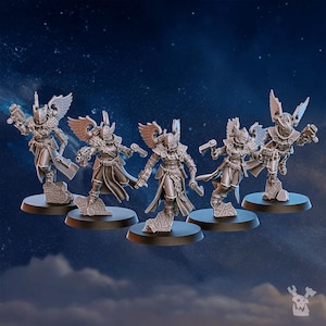 Valkyries Squad x5 | 16k Resin Miniatures | 28mm 32mm Tabletop Wargaming | Unpainted image 2
