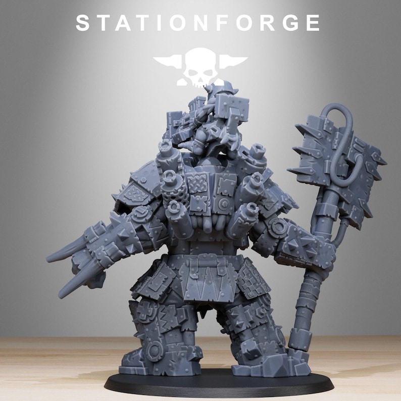 Orks Orkaz Commander | Station Forge 16k Resin Miniatures | 28mm 32mm Tabletop Wargaming | Unpainted image 5