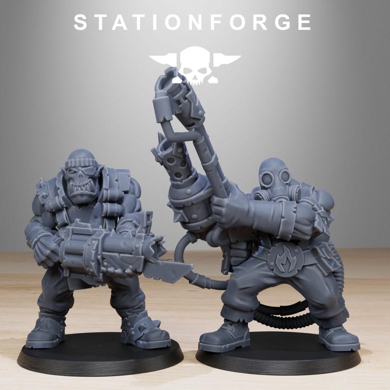 Orks Orkaz Team Fighters | Station Forge 16k Resin Miniatures | 28mm 32mm Tabletop Wargaming | Unpainted image 7