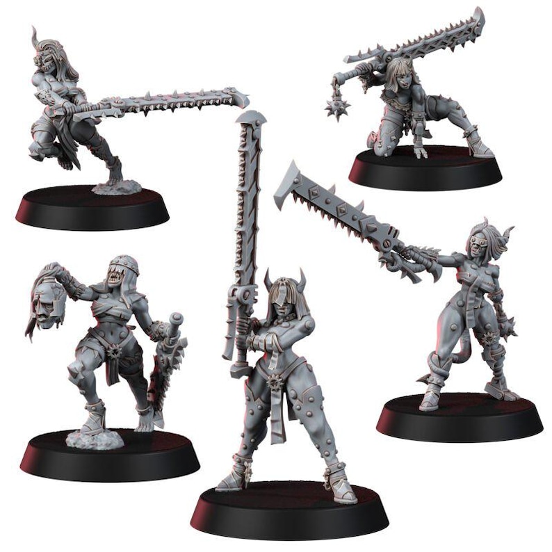 Sisters of Heresy Repentium Squad T2 | 16k Resin Miniatures | 28 mm 32 mm Tabletop Wargaming | Unbemalt Bild 2