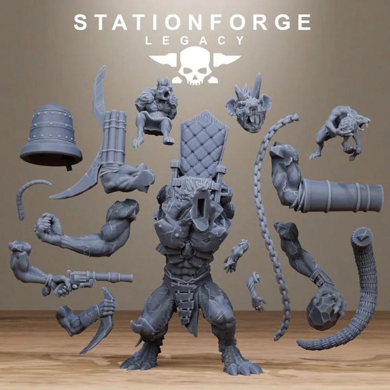 Rotfang Bell Rat | Station Forge 16k Resin Miniatures | 28mm 32mm Tabletop Wargaming | Unpainted image 8