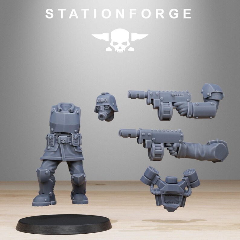 Grimguard Aero Troops | Station Forge 16k Resin Miniatures | 28mm 32mm Tabletop Wargaming | Unpainted image 8