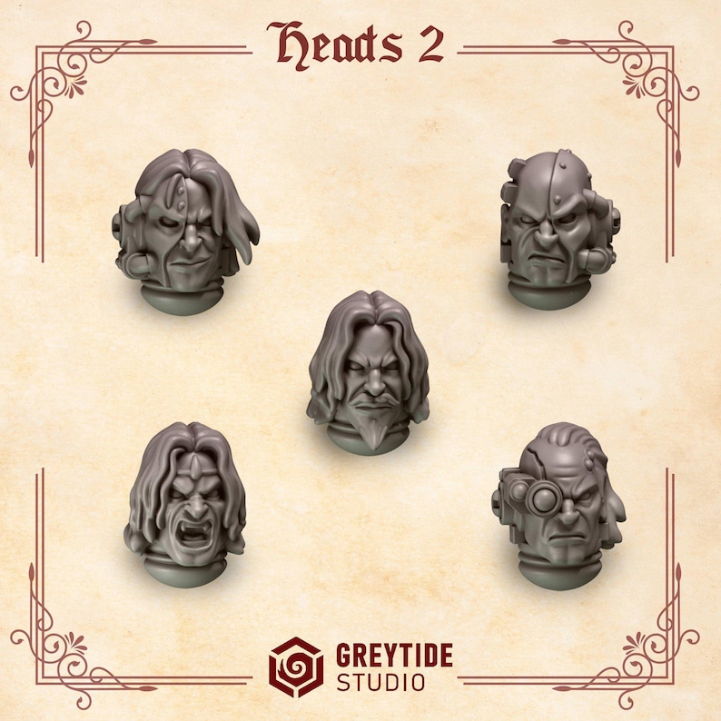Crimson Lords - Heads #2 - 16k Resin - GreyTide Studio - Blood / Space Warriors / Bitz / Tabletop / Wargaming / Grimdark image 2