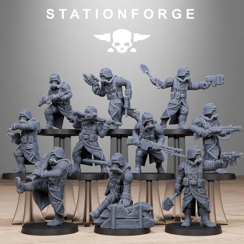 GrimGuard Shovel Trenches | Station Forge 16k Resin Miniatyrer | 28 mm 32 mm Bordsskiva Krigsspel | Omålad bild 2